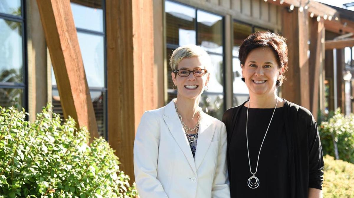 From left, Rebekah Woods, president of Columbia Basin College and Sandra Haynes, chancellor of Washington State University Tri-Cities