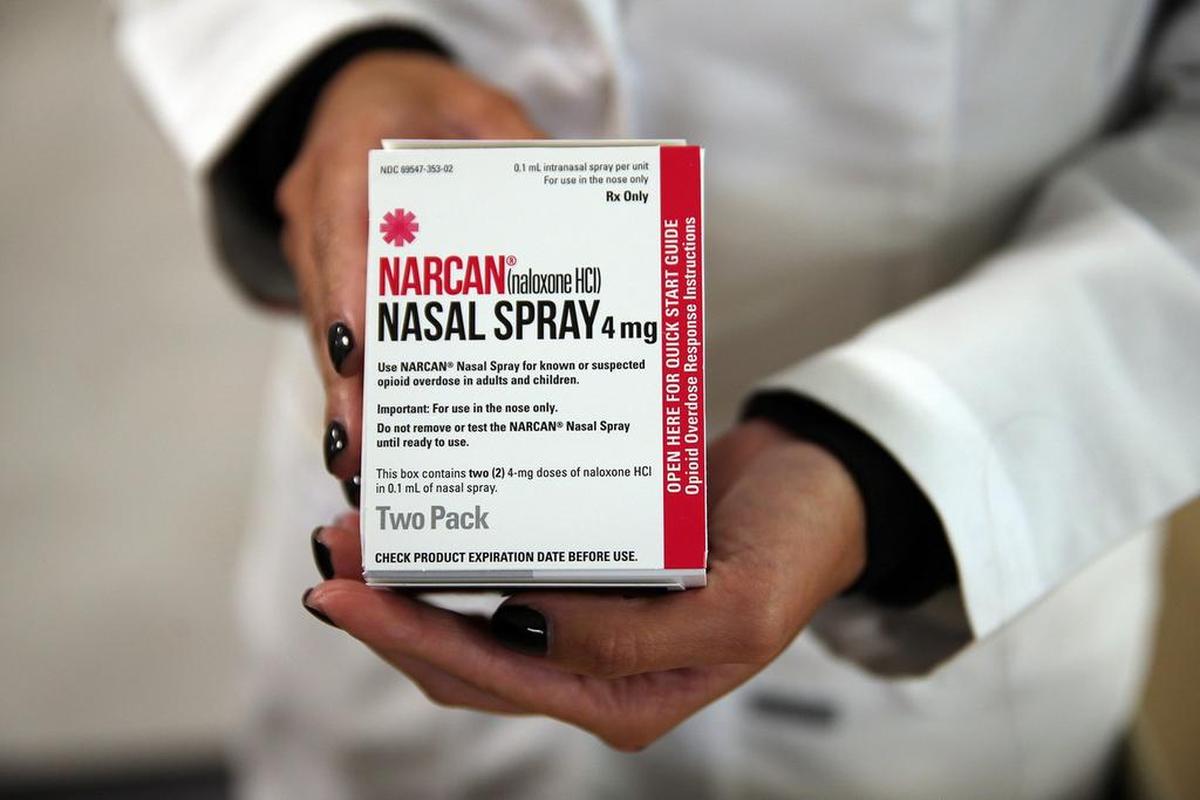 Naloxone nasal spray, sold under the brand name Narcan, is shown in 2016. (Terrence Antonio James/Chicago Tribune/TNS)