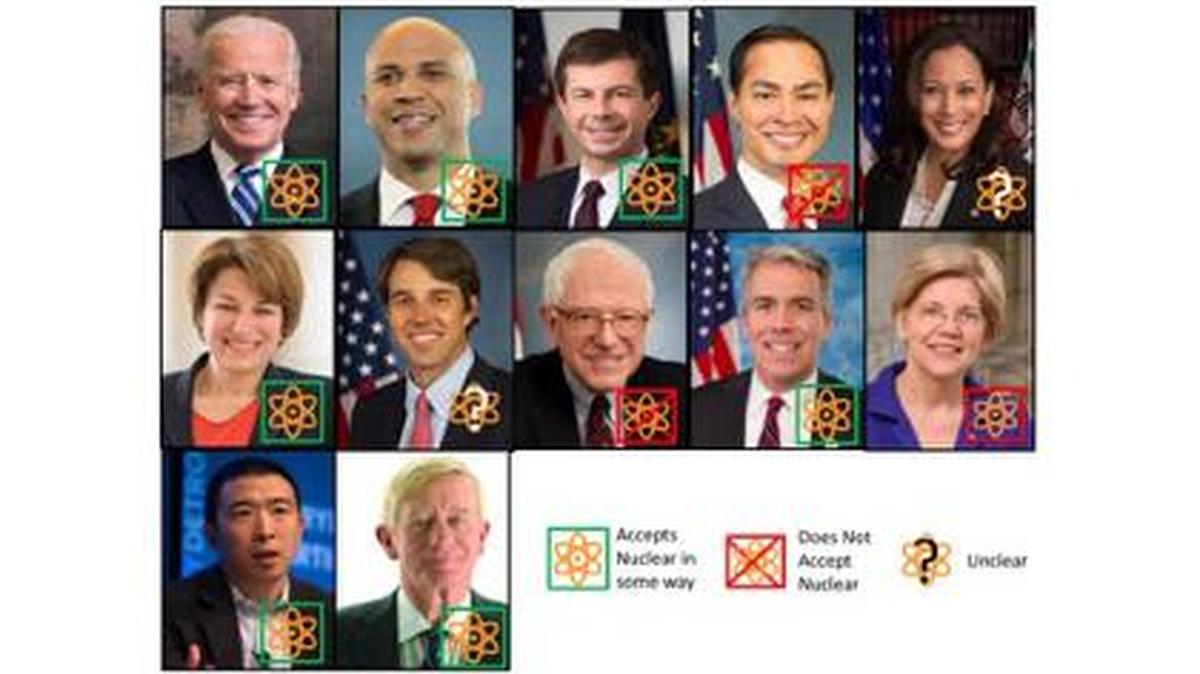 Trump challengers from upper left to lower row: Former Vice President Joe Biden (D), Sen. Cory Booker (D-N.J.), Mayor Pete Buttigieg (D-South Bend, Ind.), Former Housing Secretary Julian Castro (D), Sen. Kamala Harris (D-Calif.), Sen. Amy Klobucher (D-Minn.), Former Texas Rep. Beto O’Rourke (D), Sen. Bernie Sanders(D-Vt.) Former Illinois Rep. Joe Walsh (R), Sen. Elizabeth Warren (D-Mass.), Entrepreneaur Andrew Yang (D) and Former Massachusetts Governor William Weld (R).
