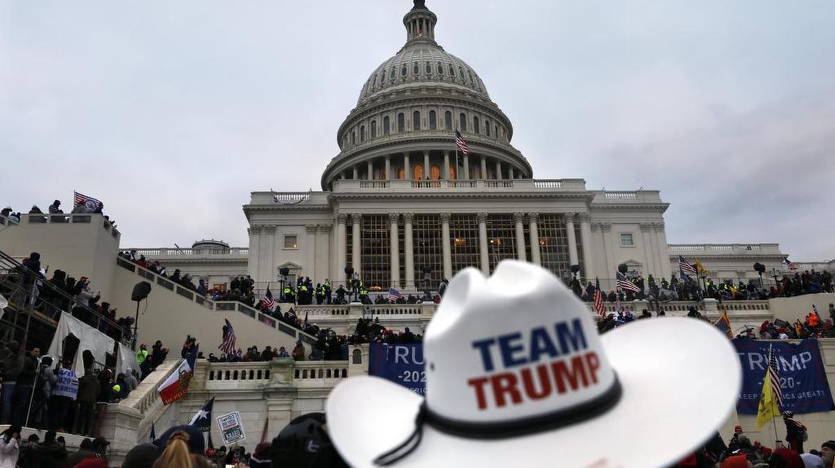Supporters of President Donald Trump protest on the steps of the U.S. Capitol building on Capitol Hill in Washington, D.C., on Wednesday, Jan. 6, 2021.