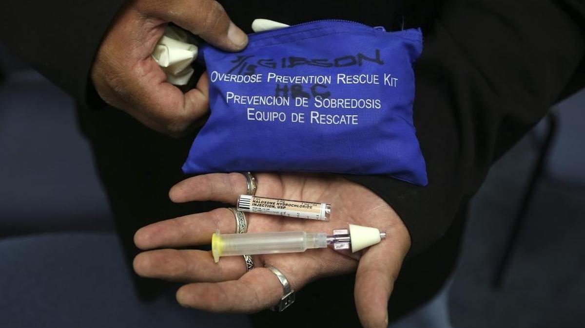 A kit containing Naloxone, the opioid overdose antidote.