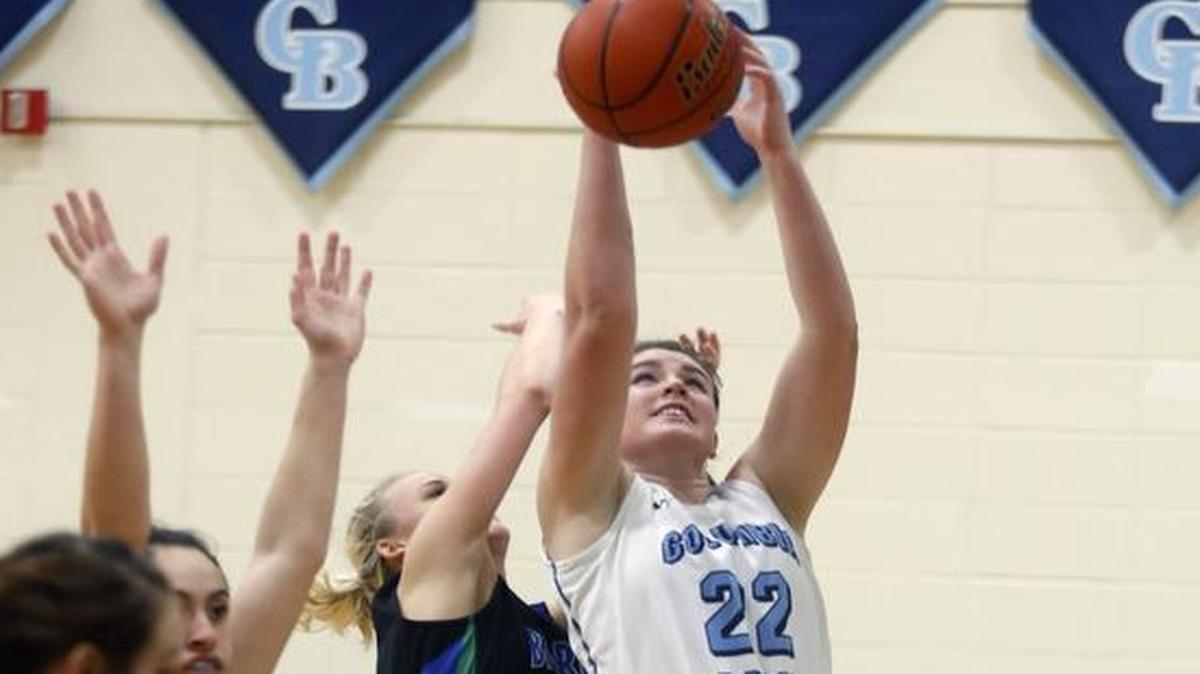 Columbia Basin College’s Stephanie Gibson (22) puts up a shot over Big Bend’s Nelly Korneychuk during Wednesday’s NWAC East game at CBC. See more photos at www.tricityherald.com.