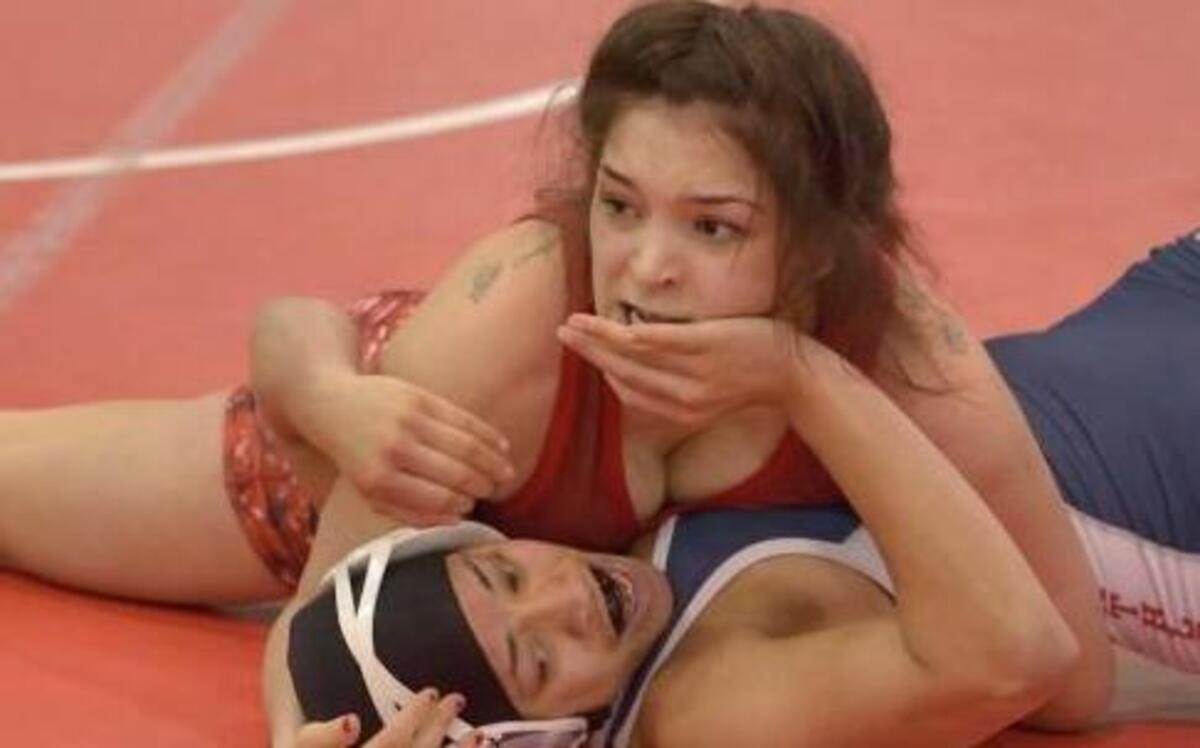 Grandview native Desiree Zavala (top) was named the Southern Oregon University Female Wrestler of the Year. She finished the season 22-3.