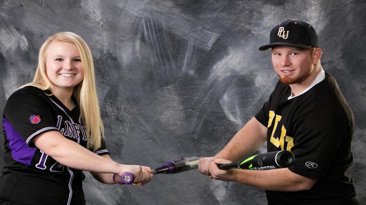 Melanie Oord, left, a sophomore softball player at Linfield College, and brother Drew, a senior baseball player at Pacific Lutheran University, will lead their teams into the NCAA Division III tournaments.