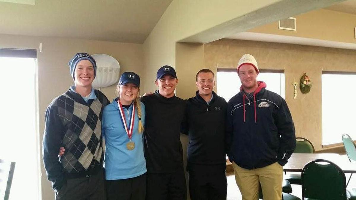 Kamiakin grad Brianna Esvelt, second from left, is pictured after winning medalist honors and helping lead CBC to a team victory at the Columbia Basin Invite earlier this week at Canyon Lakes Golf Course.