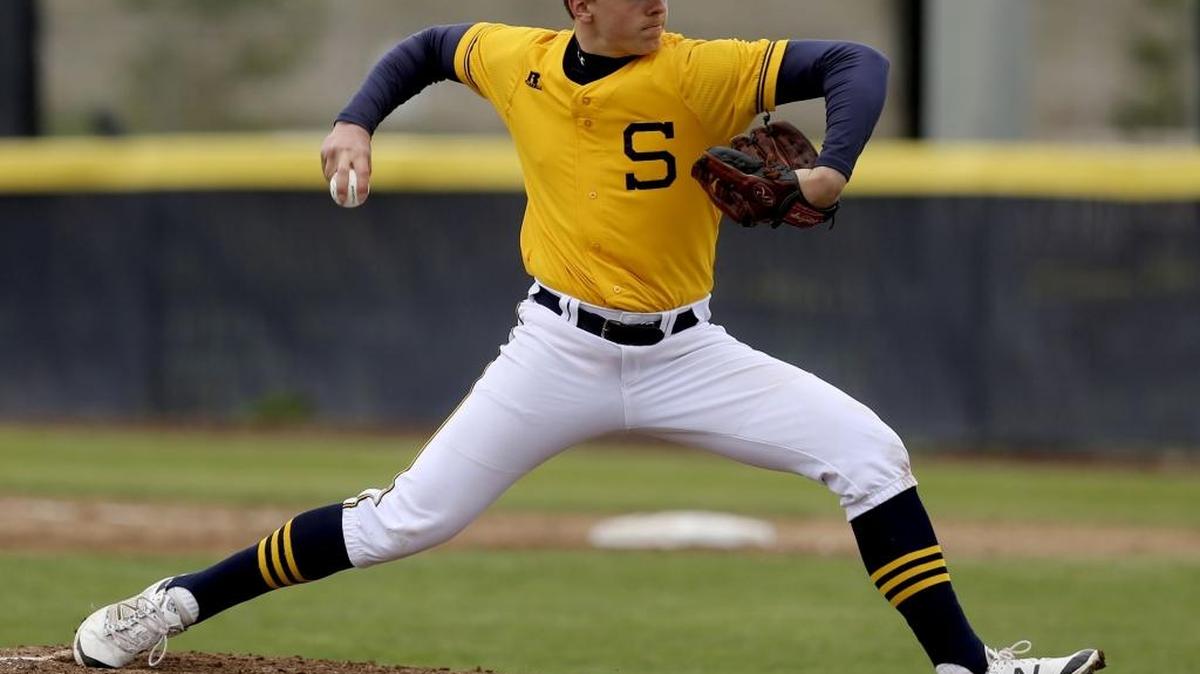 Southridge High School’s Mason Martin (7) throws during the first game of Tuesday’s doubleheader against Coeur d’Alene High School at Southridge. See more photos at www.tricityherald.com.