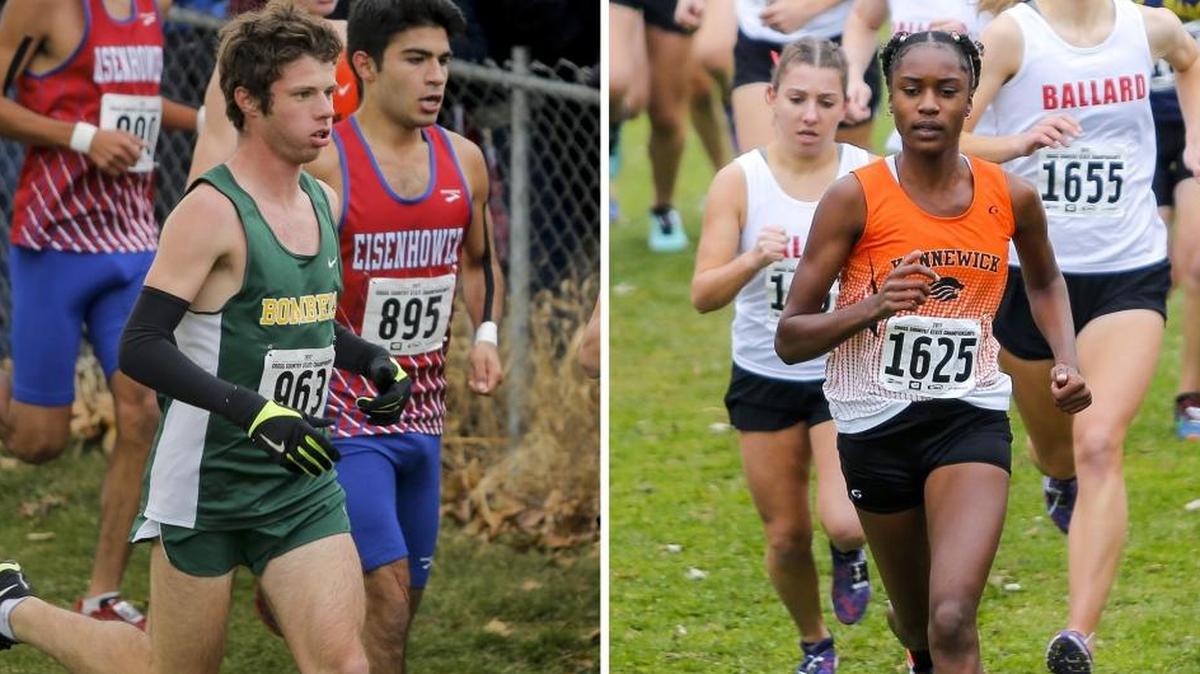 Richland’s Riley Moore (left) and Kennewick’s Geraldin Correa were named the Herald’s All-Area Cross-Country Runners of the Year.