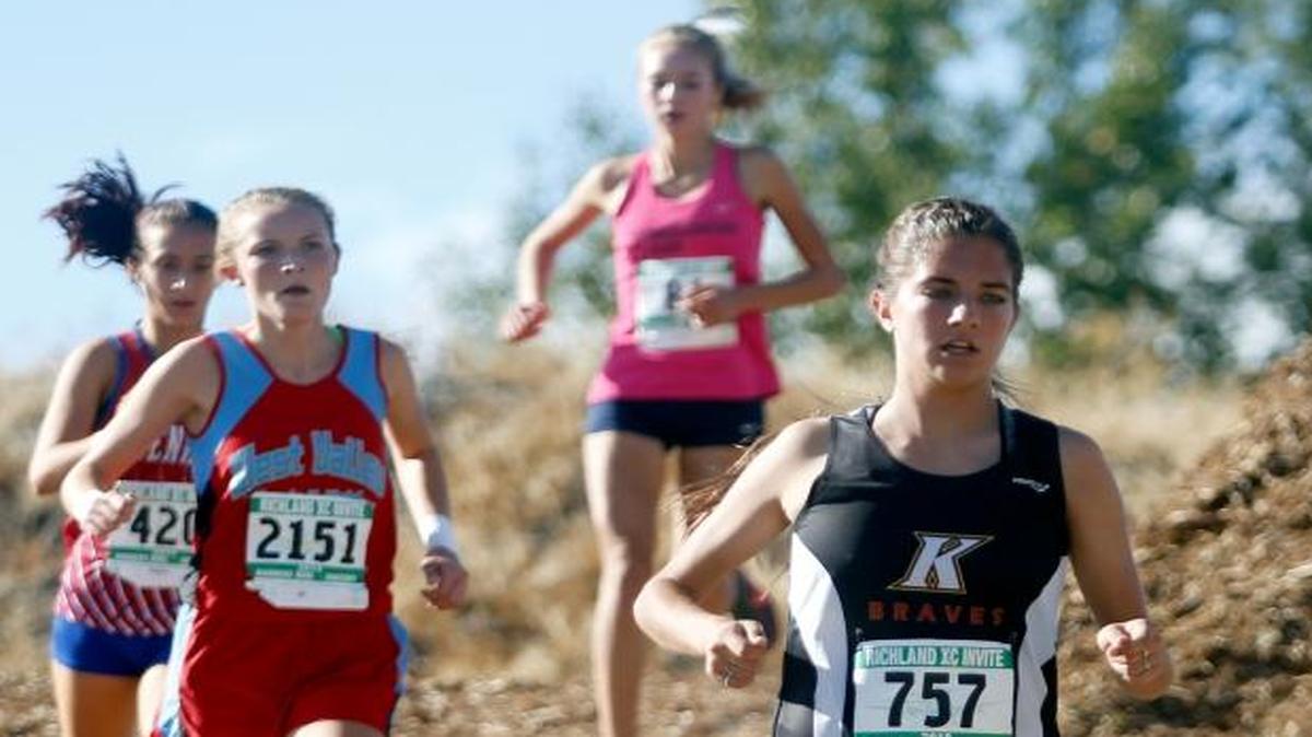 
Kamiakin’s Lindsey Lowe competes Saturday in the 47th annual Richland Invite cross country meet at Carmichael Middle School.
