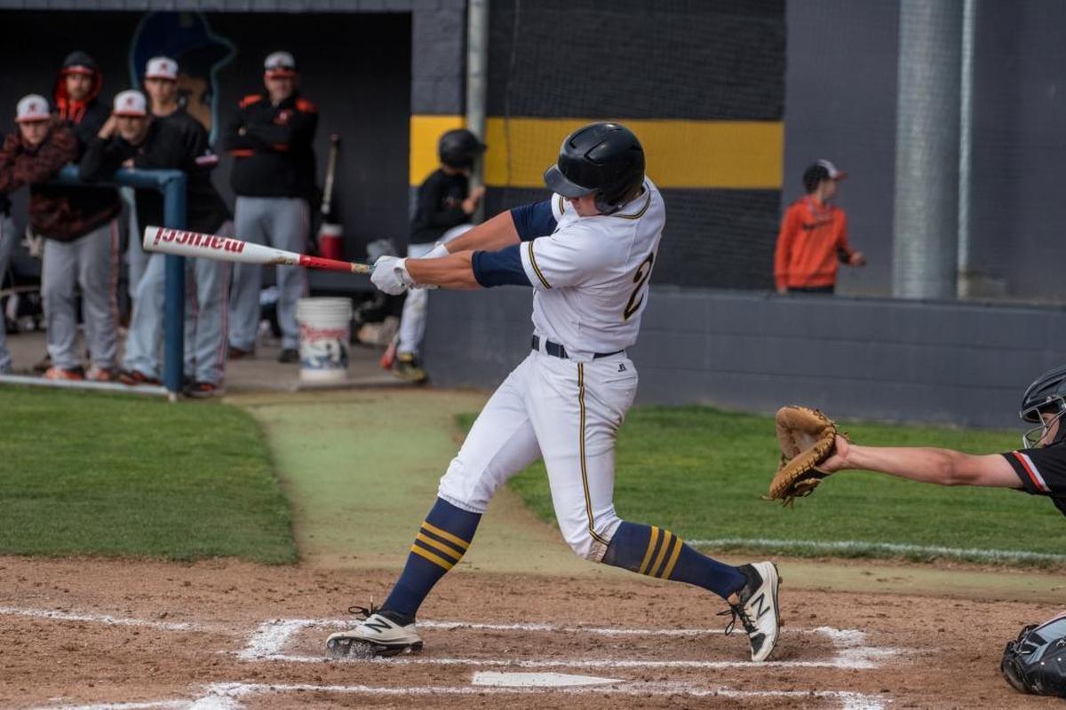 Southridge senior Mason Martin hits a solo home run in this file photo against the Kennewick Lions.