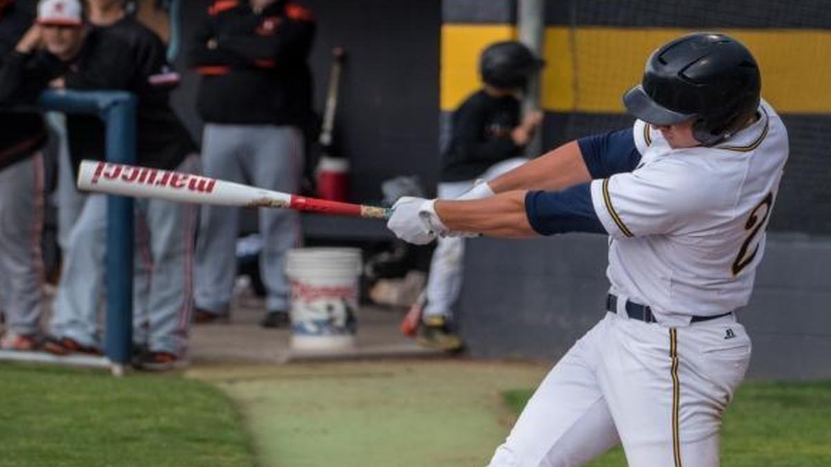 Southridge senior Mason Martin hits a solo home run in the second inning of Friday’s game against the Kennewick Lions.