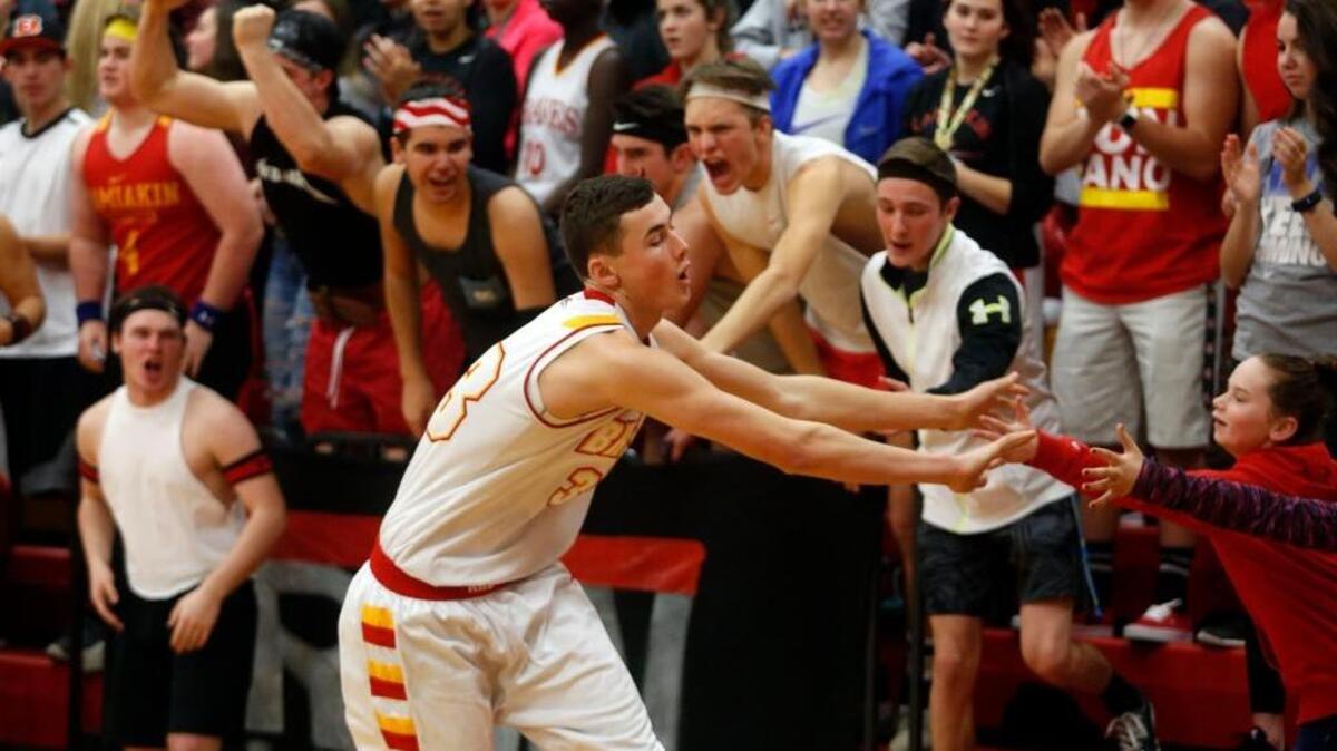 Kamiakin senior Hayden Nelson (33) has done plenty to pump up Braves fans as well as his family, many of whom played for Kamiakin in the past.