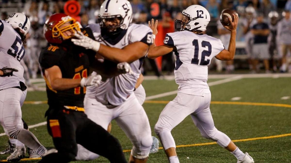 Chiawana quarterback Enoch Vargas (12), throwing a pass against Kamiakin Sept. 15 at Lampson Stadium, has been one of the most improved QBs in the MCC this season. Heading into the Riverhawks’ rivalry game against Pasco on Thursday, he’s thrown just three interceptions in 124 pass attempts, while picking up 966 yards and six touchdowns.