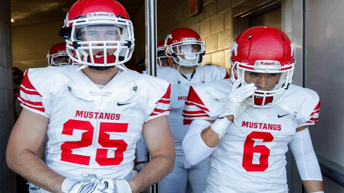 Prosser’s Moses Yanez (6) and JR Coleman (25) head to the Lampson Stadium turf before a Sept. 1 game against the Kennewick Lions. Prosser defeated Kennewick 22-14.