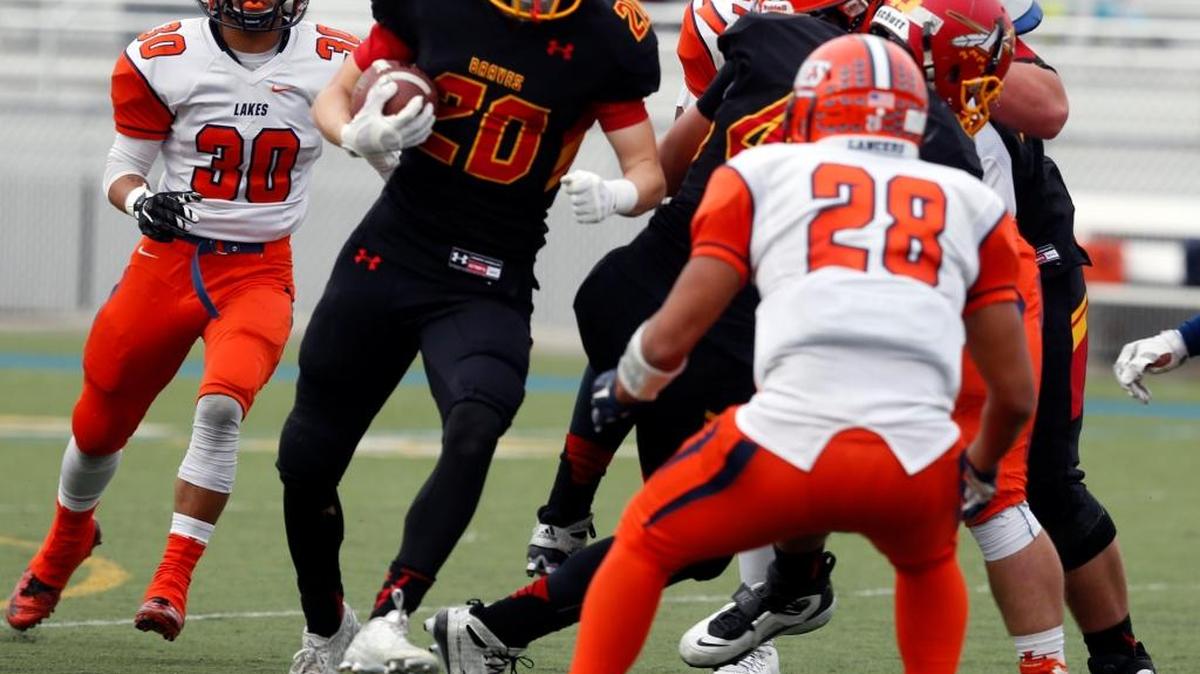 Running back Jethro Questad (20), who led Kamiakin with 1,241 rushing yards last year, returns to the backfield for the Braves this season.