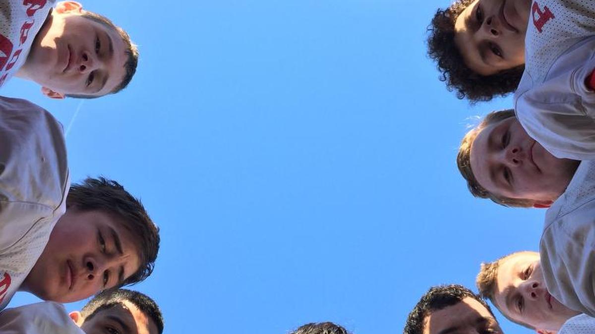 The Prosser Mustangs defense (clockwise from bottom center: David Ledesma, Michael Cruz, Michael Kernan, Thomas Niemeyer, Kolby Swift, Reese Aaberg, Jay Munn, Kason Blair, Roy Borrego, Riley Lusk, Colton Michaels, Javier Diaz) has recorded six shutouts this year and allowed fewer than 6 points a game.