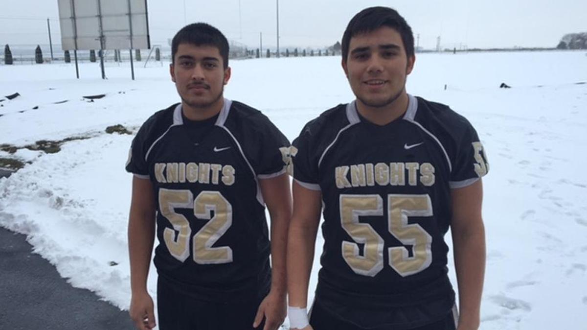 Royal seniors Andy Villafana (52) and Valente Cortez-Lopez (55) are two reasons why the Knights’ defense has averaged the fewest points allowed among Class 1A teams.