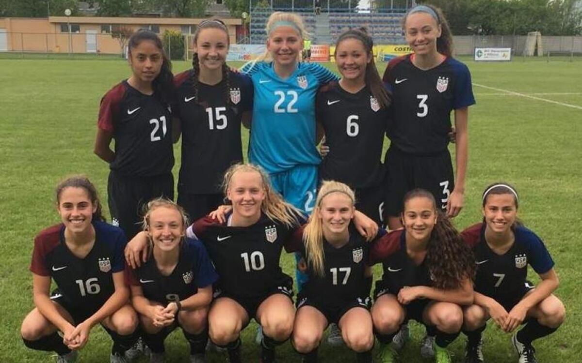 The U.S. U-16 Women’s National soccer team poses for a team photo at the Women’s Tournament of Gradisca in Monfalcone, Italy. Chiawana High’s Summer Yates is in the front row, second from the right.