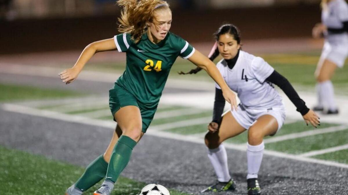 Richland's Brielle Fillmore (24), dribbling against Chiawana earlier this season, had a goal and an assist in a 3-2 shootout loss at Central Valley on Saturday in the MCC-GSL 4A playoffs. The Bombers and Riverhawks will meet in a loser-out game at 6 p.m. Monday at Chiawana.