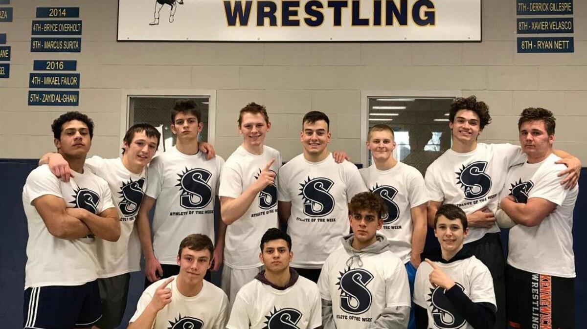 Southridge will send a school record 12 wrestlers to state, including Jevon Johnson (back row, from left), Steven Saltz, Breyden Baratone, Mark Meier, Atsamaz Pliev, Ryan Nett, Eric Stayrook and Yuriy Slutskiy. Front row, Mikael Failor , Gio Penaloza, Ozeas Cervantes and Steven Meier.