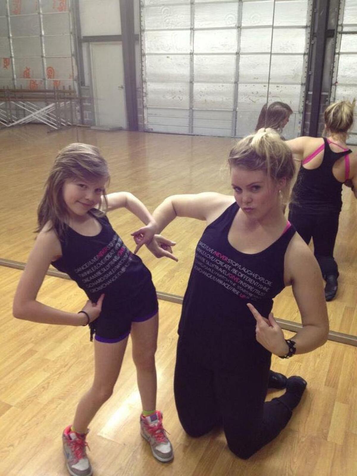 Taylor Wilson (left) and her dance instructor Sarah Brinson in 2013.