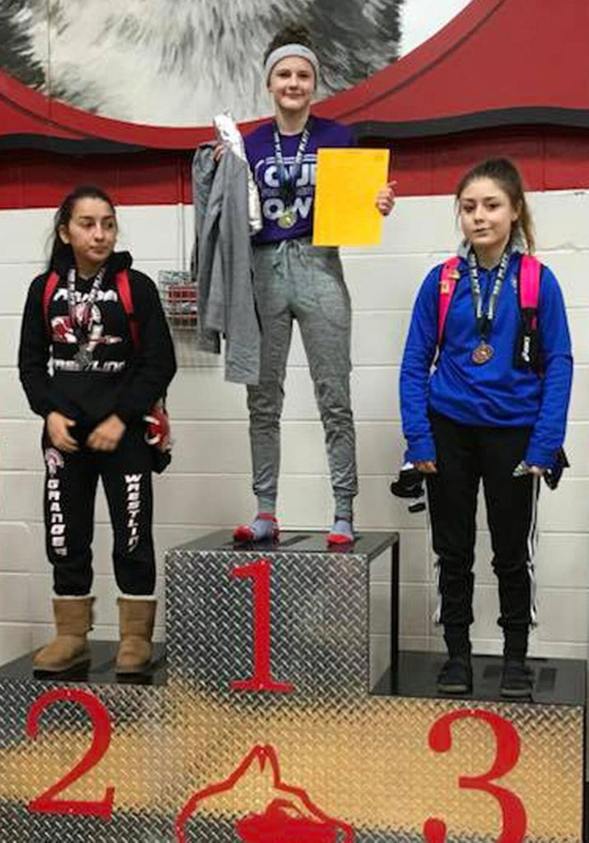 Hanford’s Taylor Wilson finished first Saturday at the Lady Husky Invitational in Othello. Among her prizes was a giant burrito.