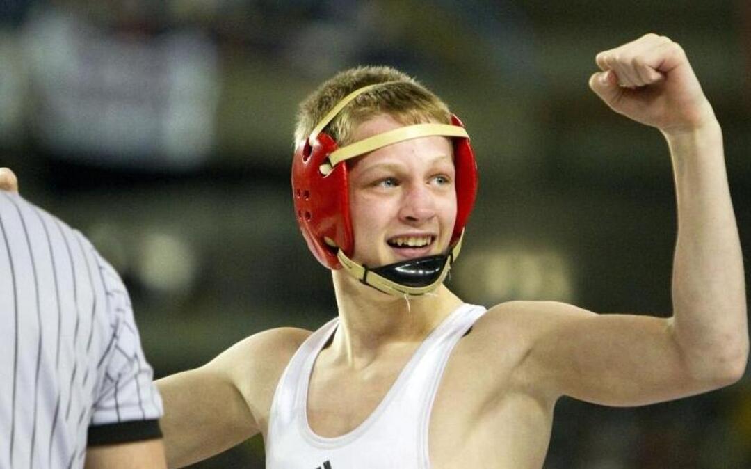 Kamiakin sophomore Riley Gurr had plenty to smile about on the wrestling mats this season, going 45-0 with 32 pins and winning the Class 3A state title at 113 pounds.