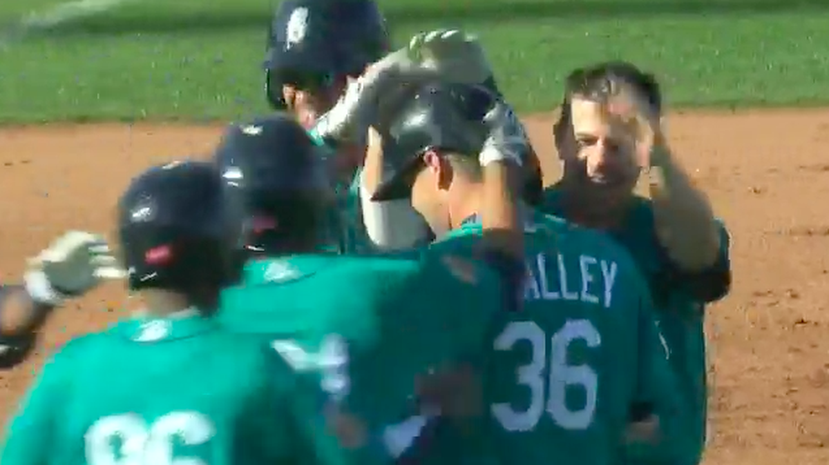 Shawn O’Malley was mobbed by teammates after his two-run single lifted the Mariners to an 11-10 walk-off victory over the Cubs.