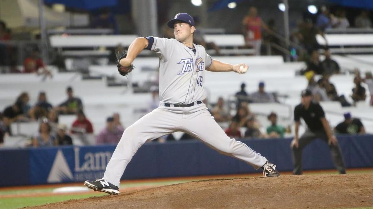 
Tri-City pitcher Will Headean delivers a pitch during Game 1 of the Northwest League championship series Thursday in Hillsboro. 
