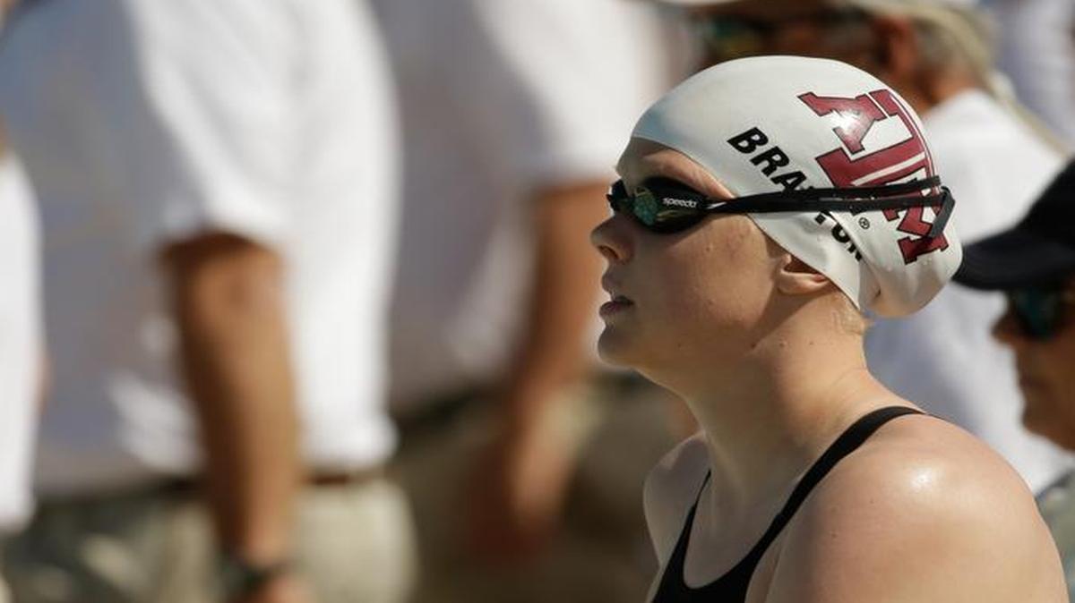 Lisa Bratton, a five-time individual state champion for Richland High School, is seen here competing for Texas A&M in the U.S. Olympic Team Trials in 2016.
