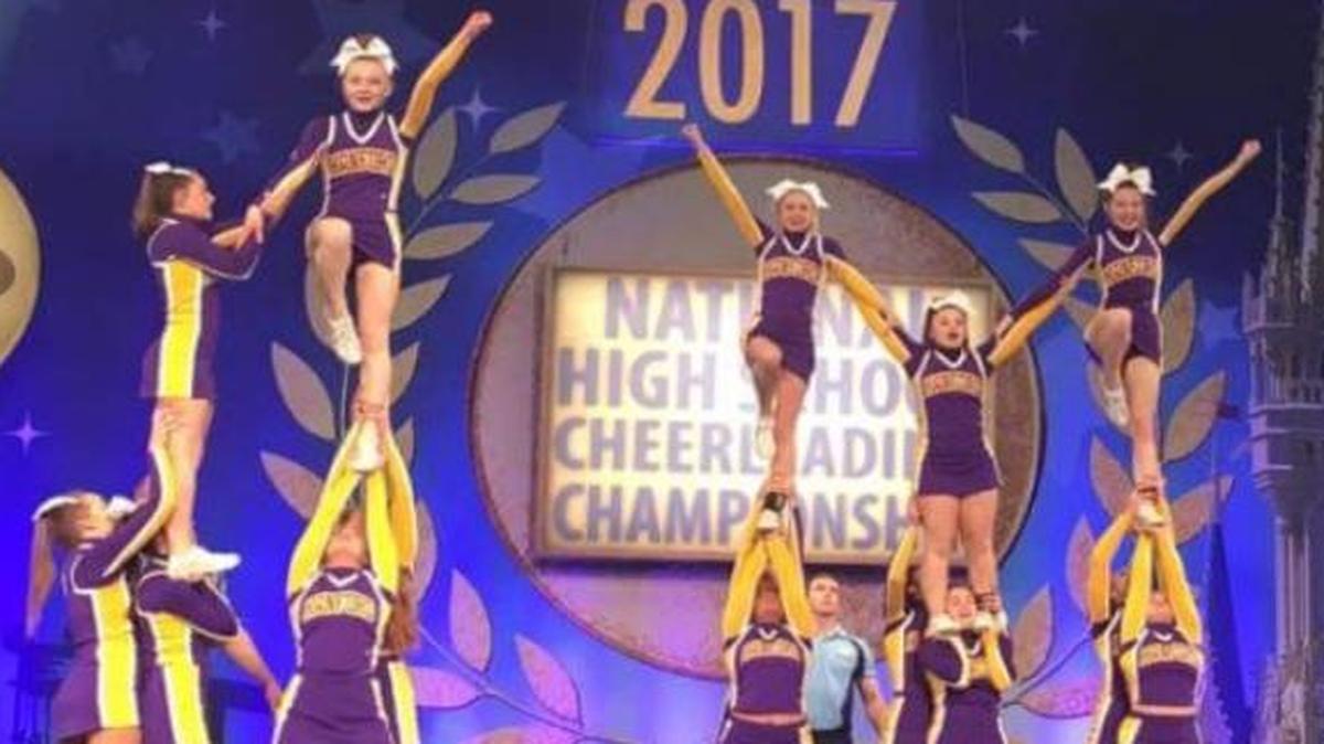 The Hanford cheerleading team finished second at the UCA National High School Cheerleading Championship on Feb. 11-12 in Orlando, Fla.