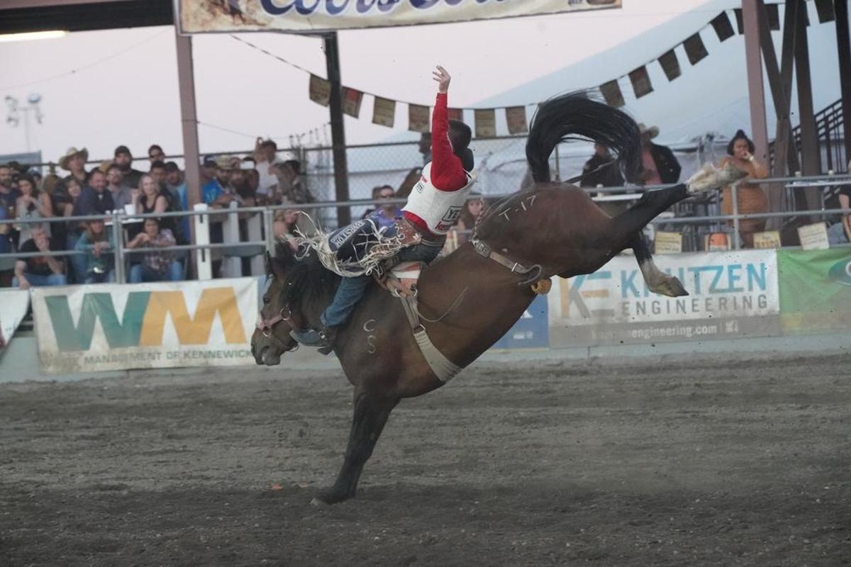 The Horse Heaven Round-Up won the PRCA’s Remuda Award for the best and most consistent pen of bucking horses. Most of this year’s rough stock was provide by Keith Marrington from the Calgary Stampede.
