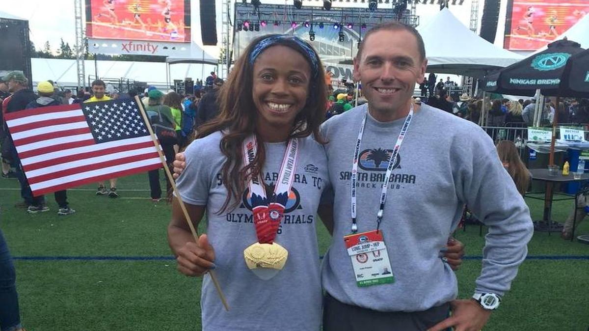 Josh Priester, right, a 2000 graduate of Walla Walla High School, is headed to the Rio Olympics as the personal coach of U.S. Olympic Trials heptathlon champion Barbara Nwaba. The heptathlon begins Aug. 12.