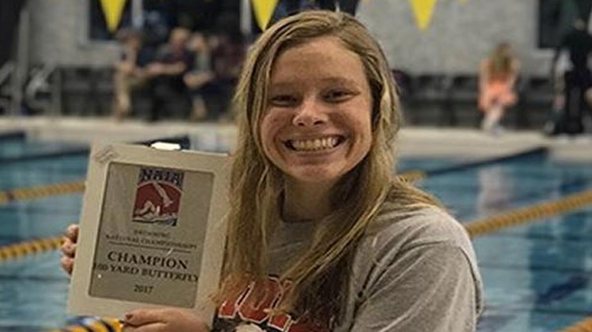Former Hanford swimmer Lisa Tixier, a junior at Biola University, was named the NAIA Swimmer of the Year on Saturday.