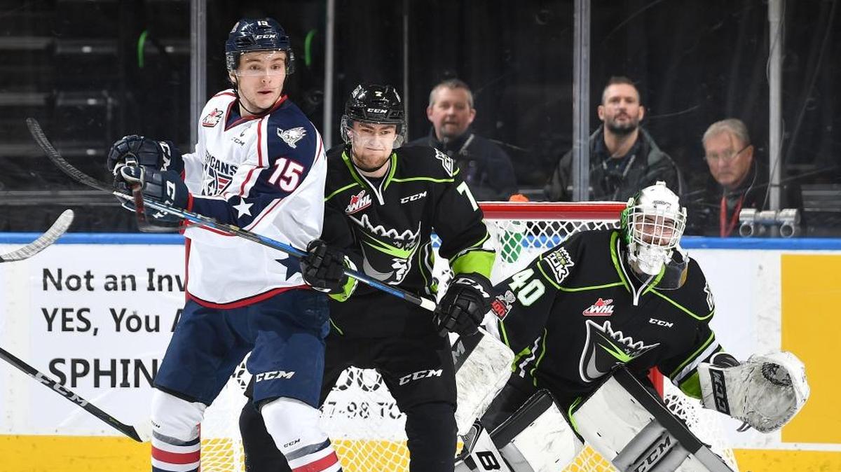 Tri-City captain Michael Rasmussen (15) leads the team with 16 goals, nine on the power play, at the holiday break. The Americans return to action Dec. 27 at Portland.