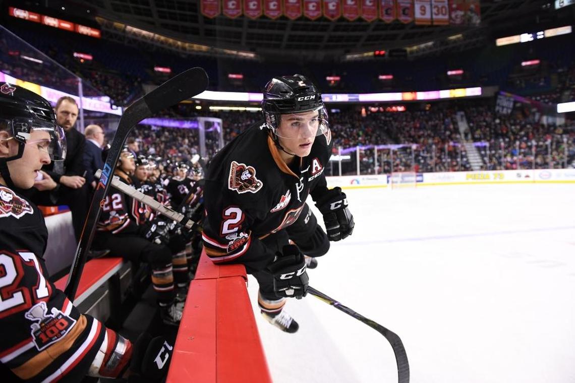 Calgary defenseman Jake Bean (2) was acquired by Tri-City on Saturday. He will join the Americans on Thursday.