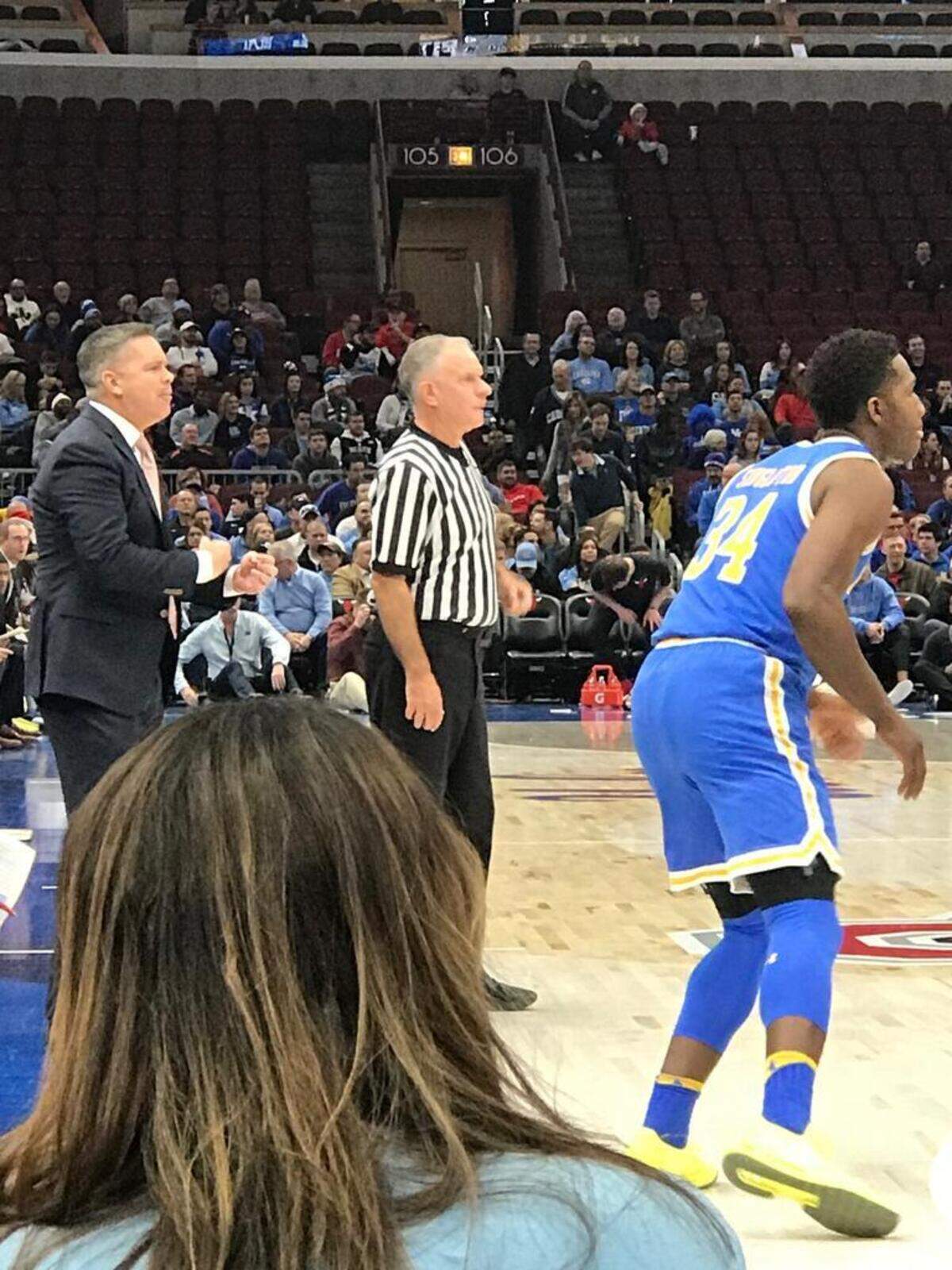 NCAA official Dick Cartmell referees his last game at the Ohio State-UCLA basketball game.