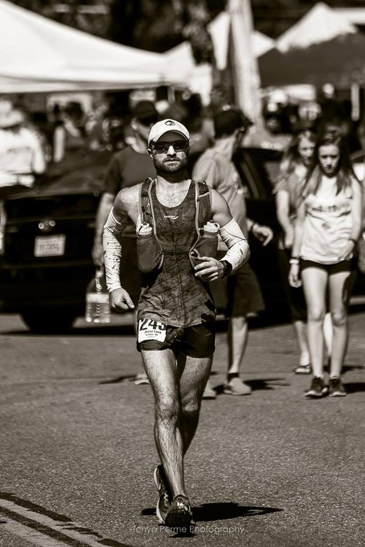 Jesse Lang runs in the Western States 100-Mile Endurance Run, June 24 in Squaw Valley, Calif. The Western States 100 is the world’s oldest 100-mile race, and Lang referred to it as the “Super Bowl of 100-milers in the U.S.”